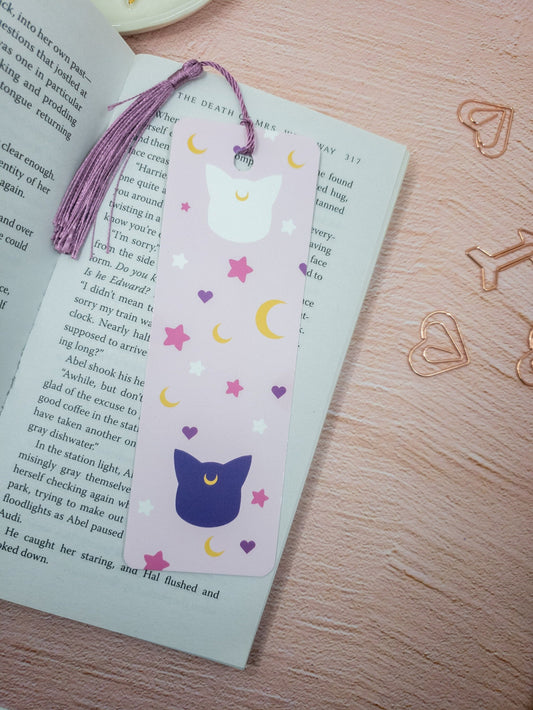 Magical Girl Cats Bookmark with tassels | Double Sided kawaii illustration