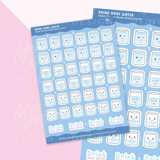 Tracking water Sticker Sheet | For Planners Bullet Journal Notebook or Scrapbook