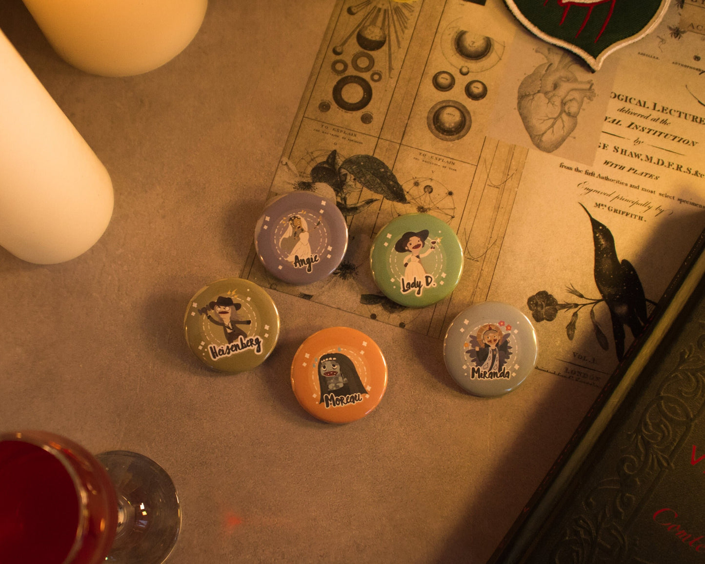 Resident Evil 8 Puppet Button Pins | Angie, Lady Dimitrescu, Miranda, Heisenberg, Moreau