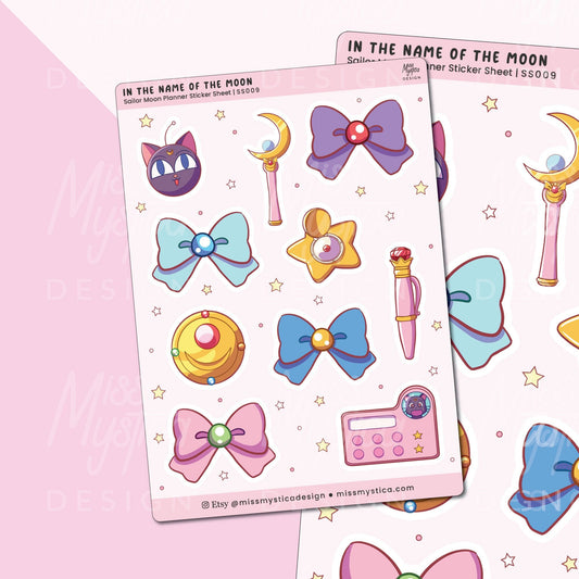 In the name of the moon Sticker Sheet | Sailor Senshi for Planners Bullet Journal Notebook or Scrapbook