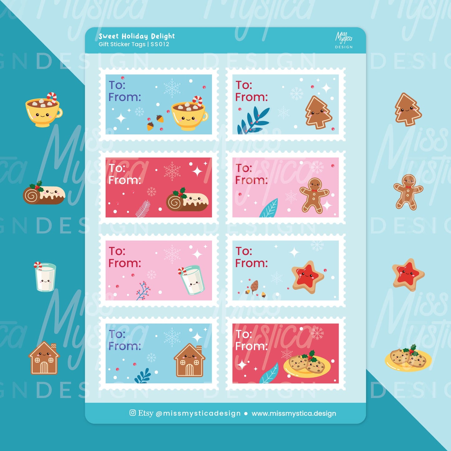 Sweet Holiday Delight Sticker Sheet | Gift Sticker Tags