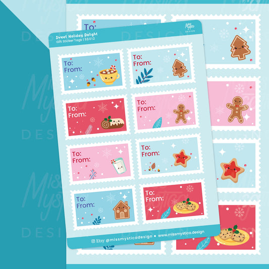 Sweet Holiday Delight Sticker Sheet | Gift Sticker Tags