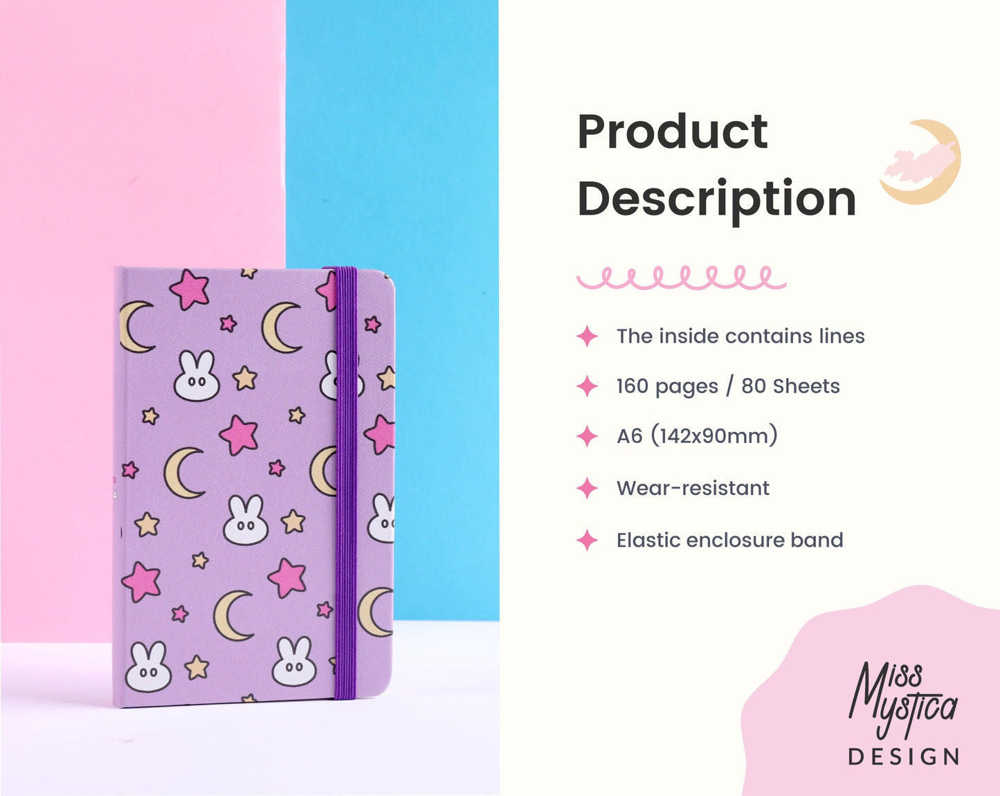 Usagi Hardcover Leatherette Paper Notebook | Cute Bunny | Sailor Senshi